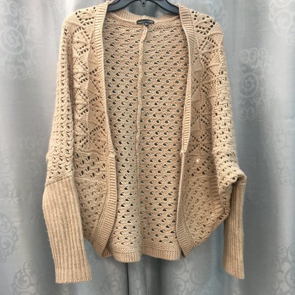 Dolman Batwing Sleeve Crochet & Knit Cardigan NWOT - Picture 12 of 16